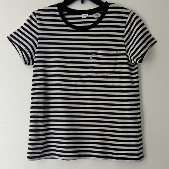 COPY - Levi's Small Navy/White Stripe T-shirt - Picture 2 of 10